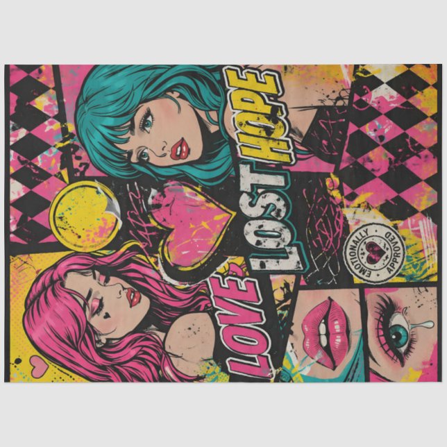 Mousseline Papier Découpe Art Pop Comic Amour Force Espoir (Recto)