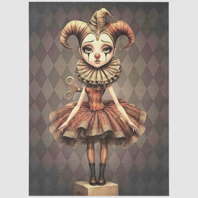 Mousseline Papier Découpé Clown Mélancolique  (Recto)