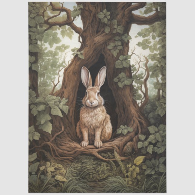 Mousseline Papier découpé de lapin de forêt inspiré de l'anci (Recto)