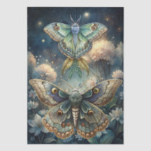 Papier découpé de papillons lunaires floraux aquar