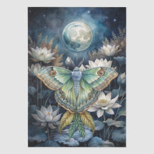 Papier découpé de papillons lunaires floraux aquar