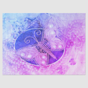 Mousseline Papier Découpe Papillon Romantique Violet Rose