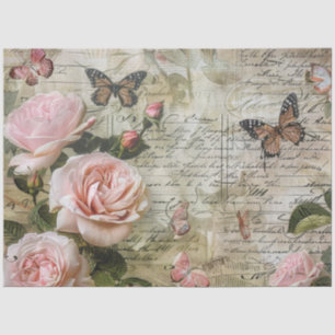 Mousseline Papier découpé papillon rose rose blush vintage