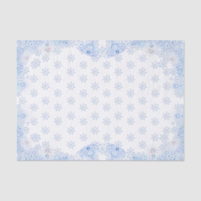 Mousseline Papier d'emballage flocon de neige bleu glace (Recto)