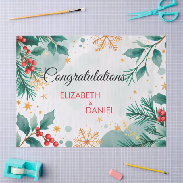 Mousseline Papier d'emballage pour mariage de Noël à l'aquare (Artisanat)