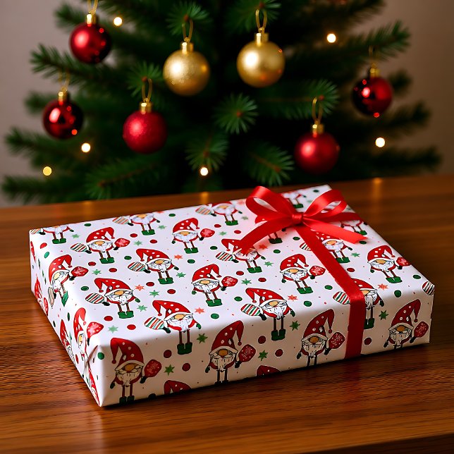 Mousseline Papier d'enveloppement Père Noël Pickleball (Pickleball Santa Wrapping Paper)