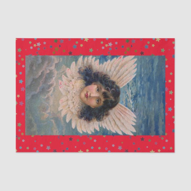 MOUSSELINE PAPIER EN TISSU ANGE ET ÉTOILES (Recto)