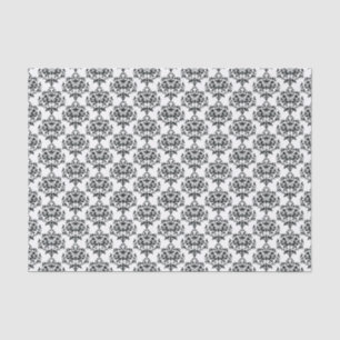 Mousseline Papier en tissu Damas noir et blanc