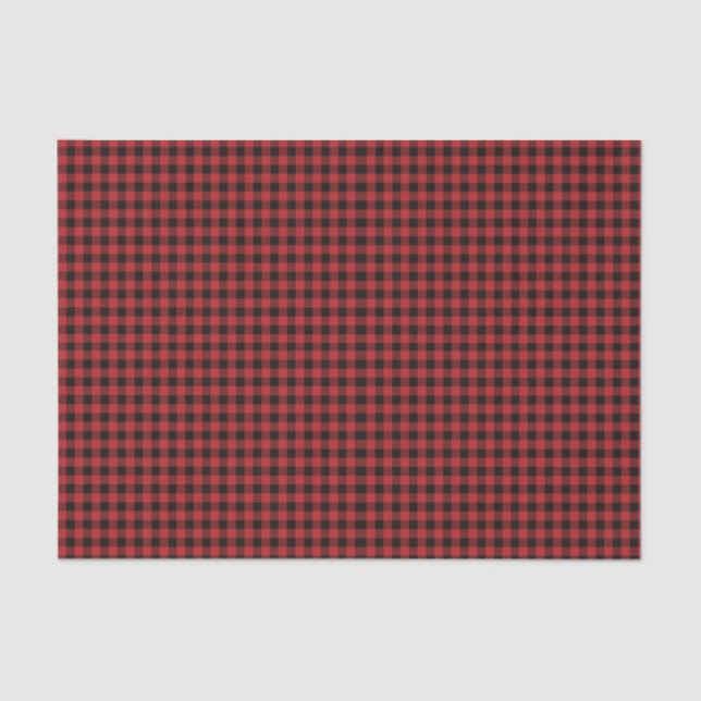 Mousseline Papier en tissu de Buffalo Plaid - Rouge (Recto)