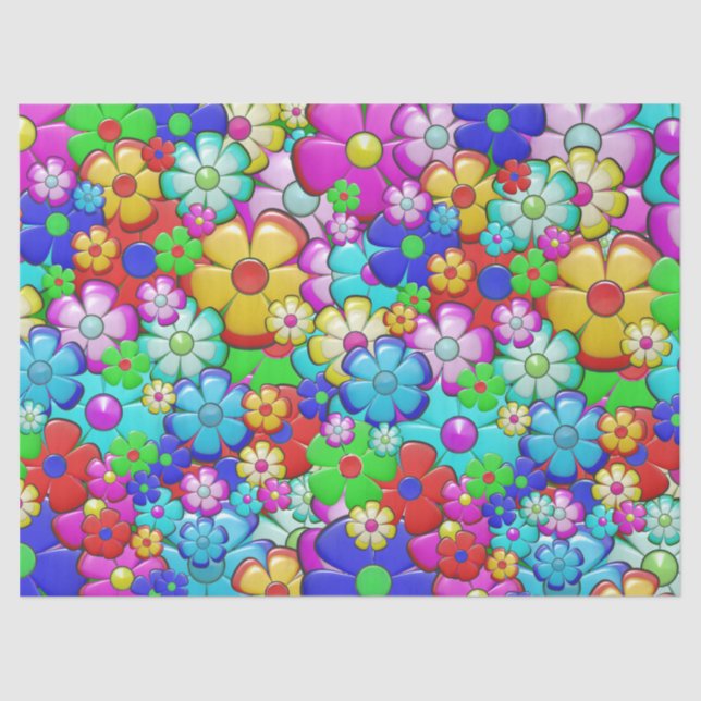 Mousseline Papier en tissu de fleurs hippie (Recto)