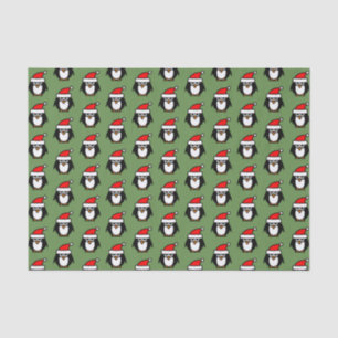 Mousseline Papier en tissu de Noël avec manchot Père Noël amu