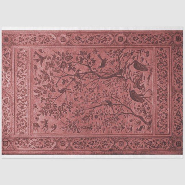 Mousseline Papier en tissu de tapisserie d'oiseau rouge chino (Recto)