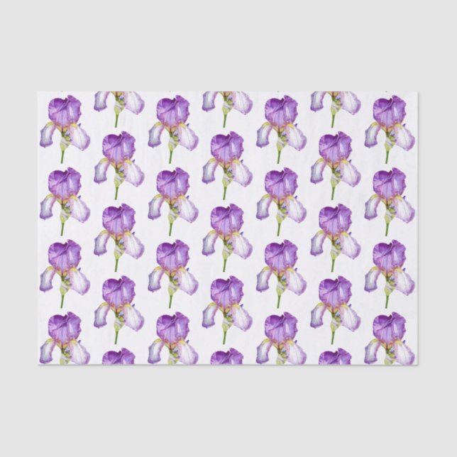 Mousseline Papier en tissu Motif Iris violet (Recto)