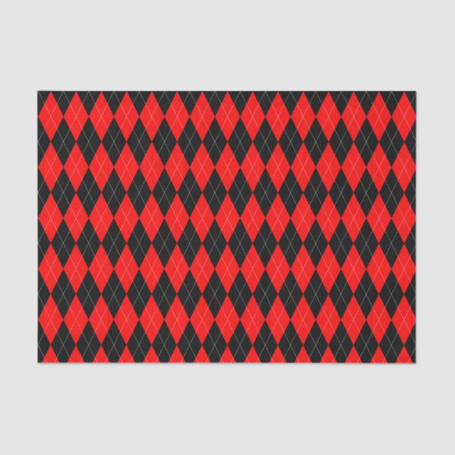 Mousseline Papier en tissu Motif noir et rouge (Recto)