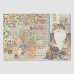 MOUSSELINE PAPIER EN TISSU PEINT EN CAT ADORABLE