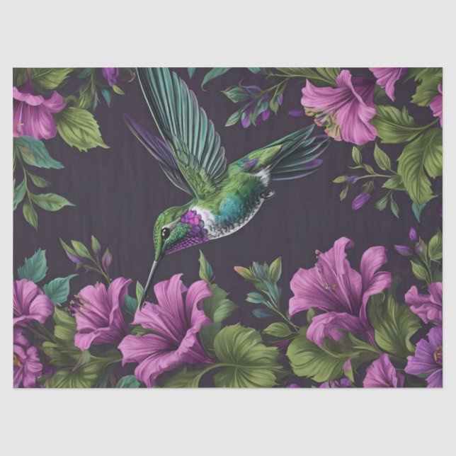 Mousseline Papier Floral Colibri  (Recto)