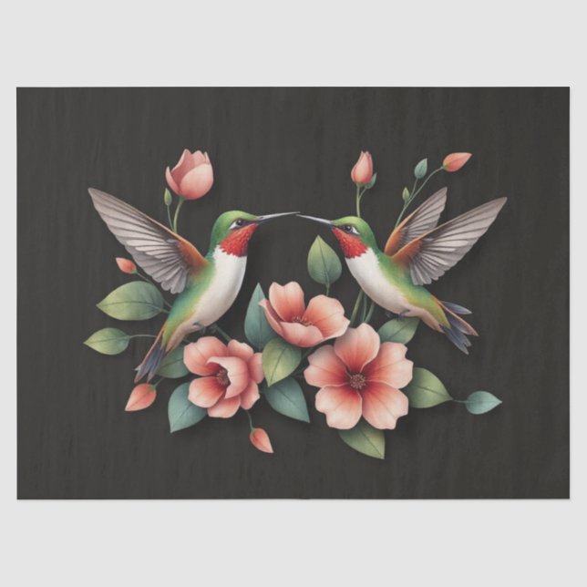 Mousseline Papier Floral Colibri  (Recto)