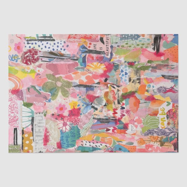 Mousseline Papier floral Collage de support mixte Papier de t (Recto)