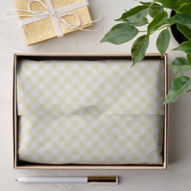 Mousseline Papier Gingham Beurre Rétro Jaune (Cadeau)