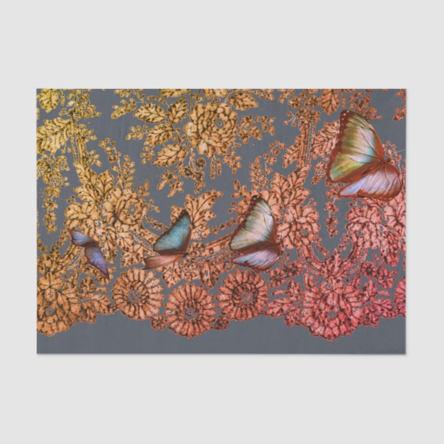 MOUSSELINE PAPIER GRAS EN TISSU MOTIF DE LACE ANTIQUE (Recto)