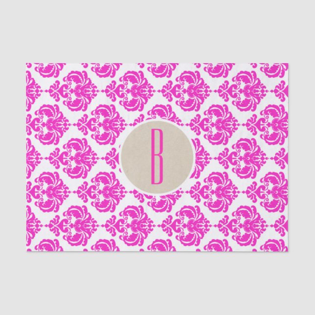 Mousseline Papier kraft monogrammé lettre initiale damassé ro (Recto)