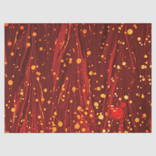 MOUSSELINE PAPIER MARBÉ ROUGE ABSTRAIT AVEC ÉPAULES D'OR