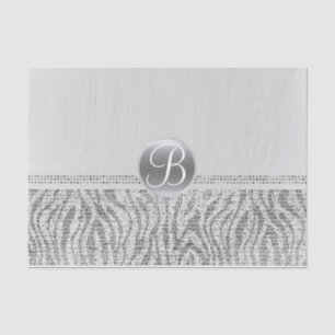 Mousseline Papier Monogramme Initial Strassé Pailleté Zèbre B