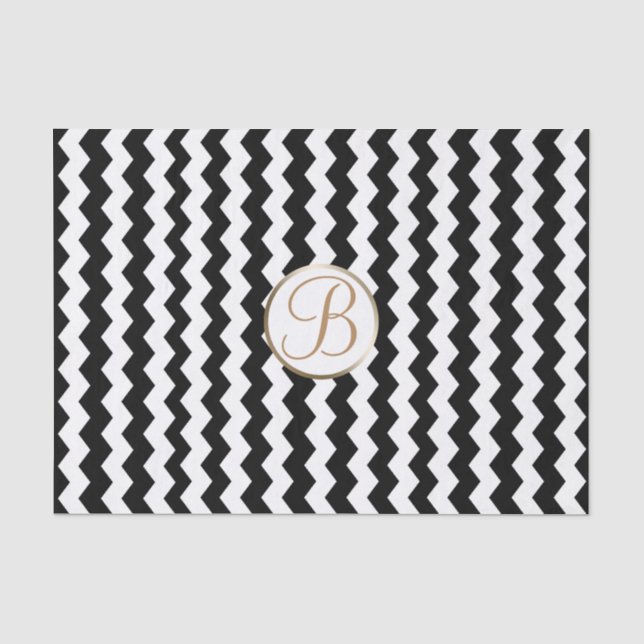 Mousseline Papier Monogramme Lettre Initiale Imprimé Chevron  (Recto)