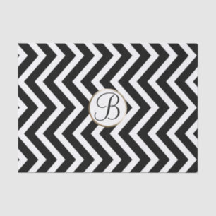 Mousseline Papier Monogramme Lettre Initiale Imprimé Chevron 