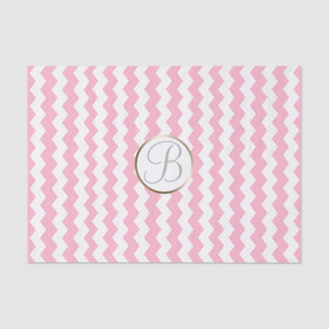 Mousseline Papier Monogramme Lettre Initiale Imprimé Chevron  (Recto)