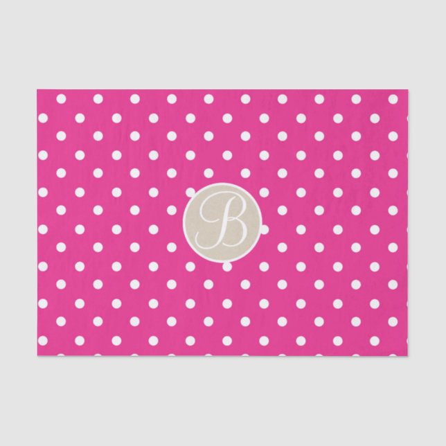 Mousseline Papier Monogramme Lettre Initiale Points Blancs Ro (Recto)