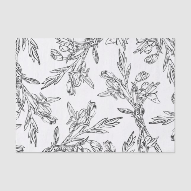 Mousseline Papier motif à dessin floral (Recto)