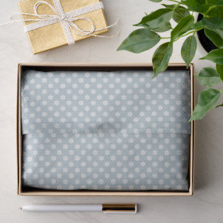 Mousseline Papier motif Daisy blanc et bleu gris
