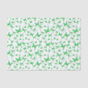 Mousseline Papier Motif Elégant Papillons Verts 