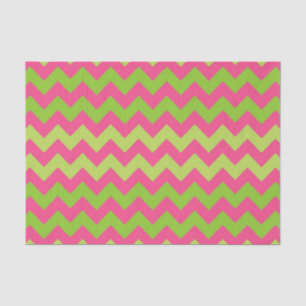 Mousseline Papier motif en chevron vert rose