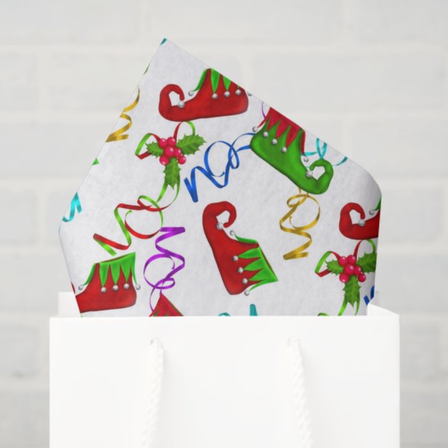 Mousseline Papier motif en tissu de chaussures elfe de Noël (Sac cadeau)