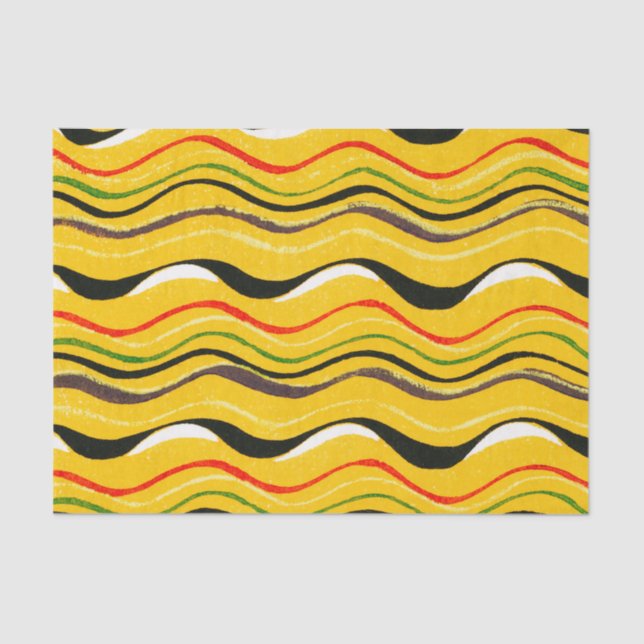 MOUSSELINE PAPIER MOTIF JAPONAIS EN TISSU JAUNE (Recto)