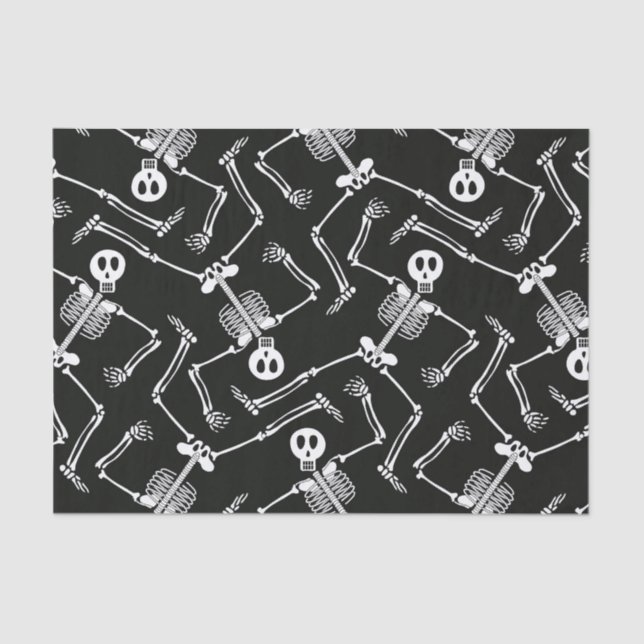 Mousseline Papier motif squelette d'Halloween (Recto)