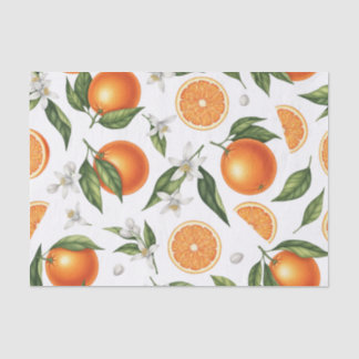 Mousseline Papier mouchoir à motif botanique d'orange agrume