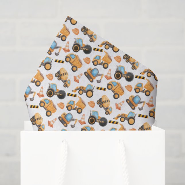 Mousseline Papier Mouchoir Camion de Construction (Sac cadeau)