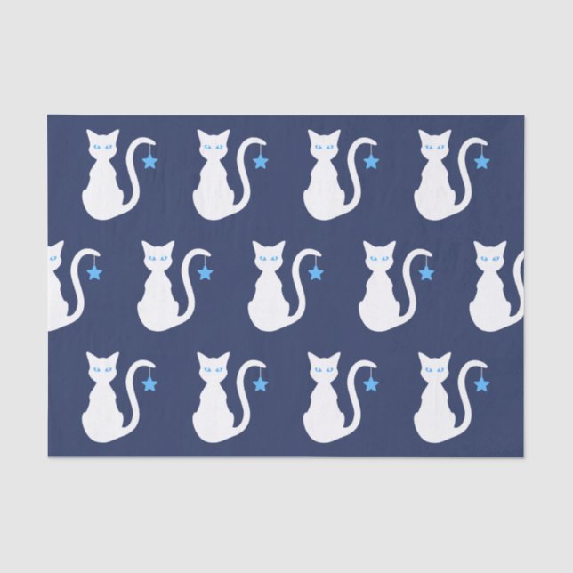 Mousseline Papier mouchoir chat blanc (Recto)