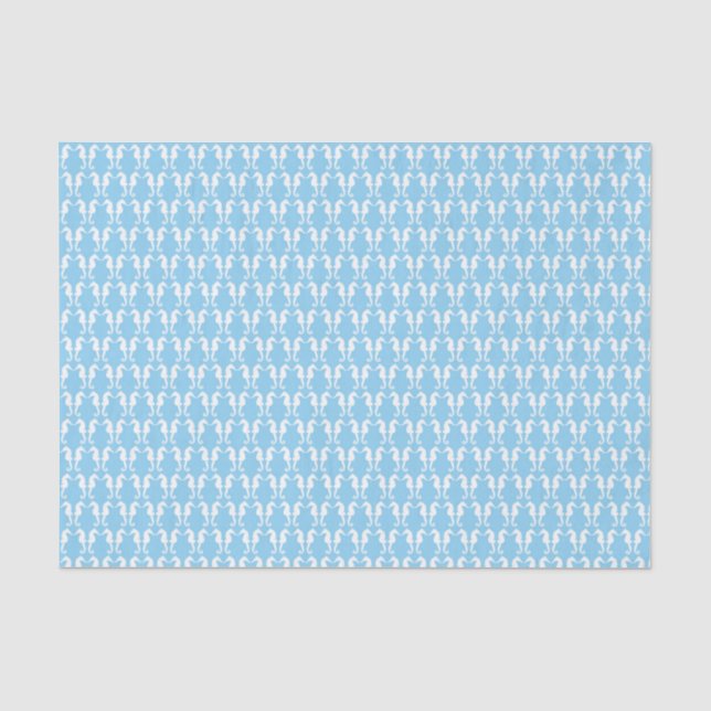 Mousseline Papier mouchoir hippocampes blancs (Recto)