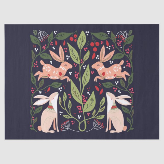 MOUSSELINE PAPIER MOUSSELINE: ART DU FOLK : RABBITS (Recto)