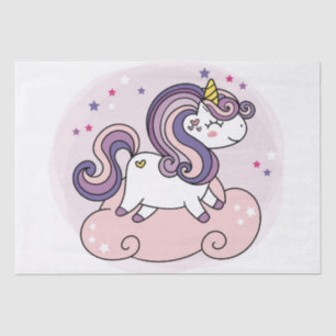 MOUSSELINE PAPIER MOUSSELINE: UNICORN SUR UN NUAGE ROSE