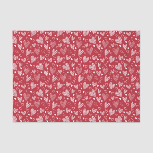 Mousseline Papier papier Motif Red Hearts (Recto)