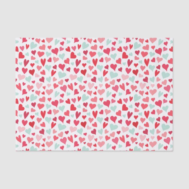 Mousseline Papier papier Motif rose et menthe vert Hearts (Recto)