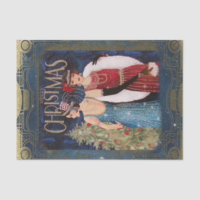 Mousseline Papier papier Tissu de Noël Vintage (Recto)