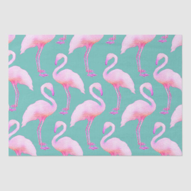 Mousseline Papier papier Tissu Flamant rose d'aquarelle rose (Recto)