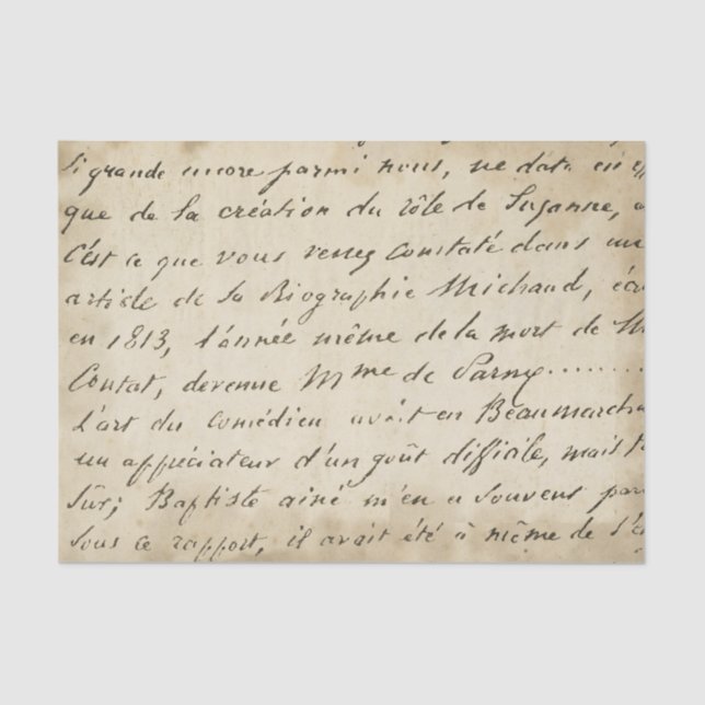 Mousseline Papier papier vieilli Vintage en français Script (Recto)