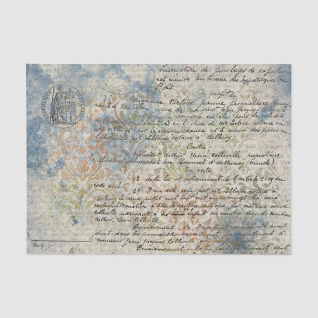 Mousseline Papier Pastel BlueTissue d'inspiration française v (Recto)